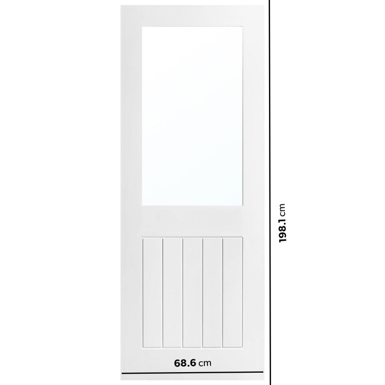 White Mexicano Primed Half Glazed Glass Cottage Internal Door 1981 x 686 x 35mm