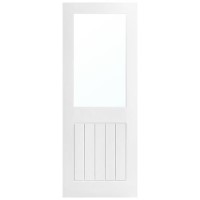 White Mexicano Primed Half Glazed Glass Cottage Internal Door 1981 x 762mm