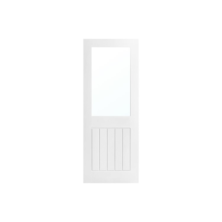 White Mexicano Primed Half Glazed Glass Cottage Internal Door 1981 x 762mm