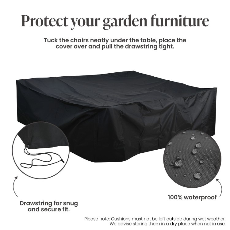 250 x 270 x 80cm Waterproof Black Garden Furniture Cover