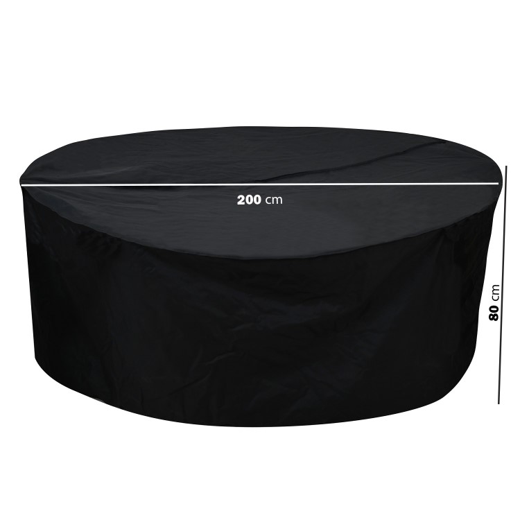 200 x 200 x 80cm Waterproof Black Garden Round Dining Set Furniture Cover