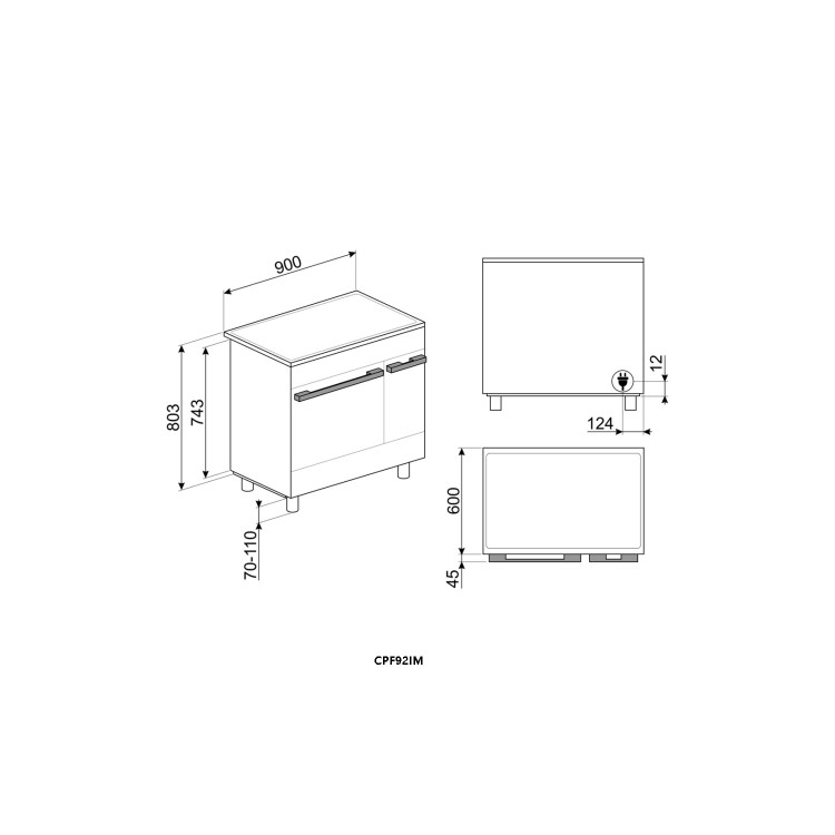 Smeg Portofino 90cm Electric Induction Range Cooker - Anthracite Grey