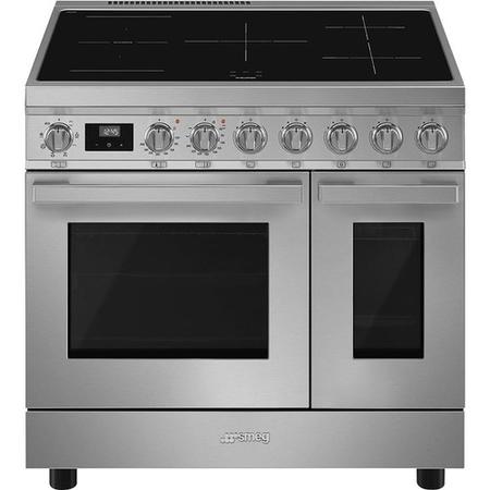 Smeg CPF92IMX Portofino 90cm Induction Twin Oven Range Cooker - Stainless Steel