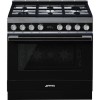 Smeg CPF9GPBL Portofino 90cm Pyrolytic Dual Fuel Range Cooker - Black