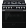 Smeg Portofino 90cm Pyrolytic Dual Fuel Range Cooker - Black