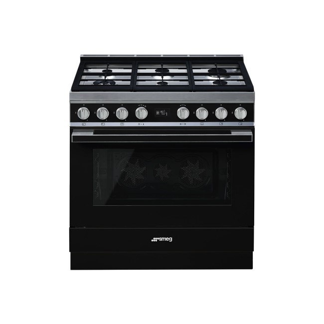 Smeg CPF9GPBL Portofino 90cm Pyrolytic Dual Fuel Range Cooker - Black