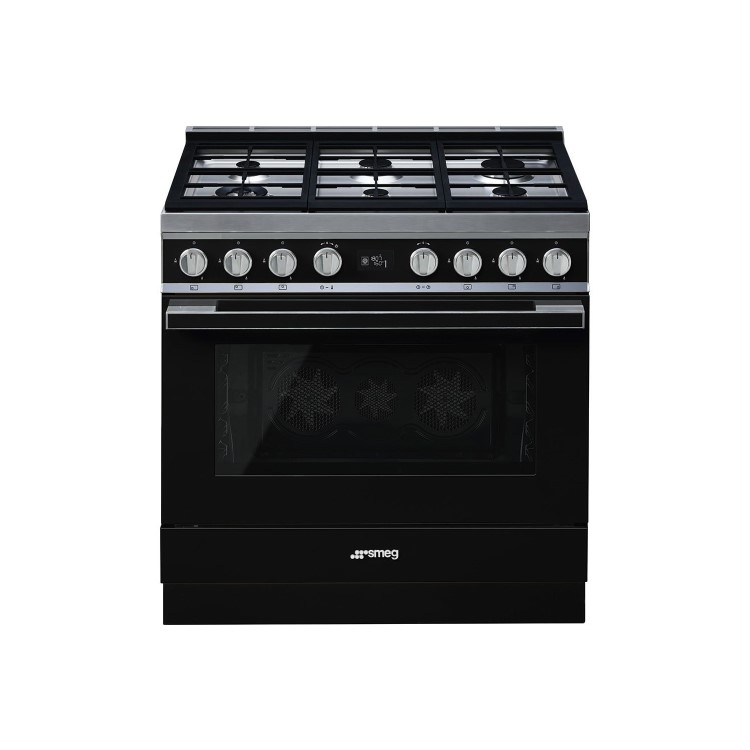 Smeg Portofino 90cm Pyrolytic Dual Fuel Range Cooker - Black