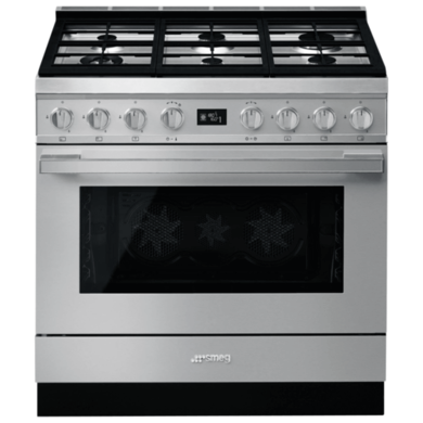 Smeg Portofino 90cm Pyrolytic Dual Fuel Range Cooker - Stainless Steel