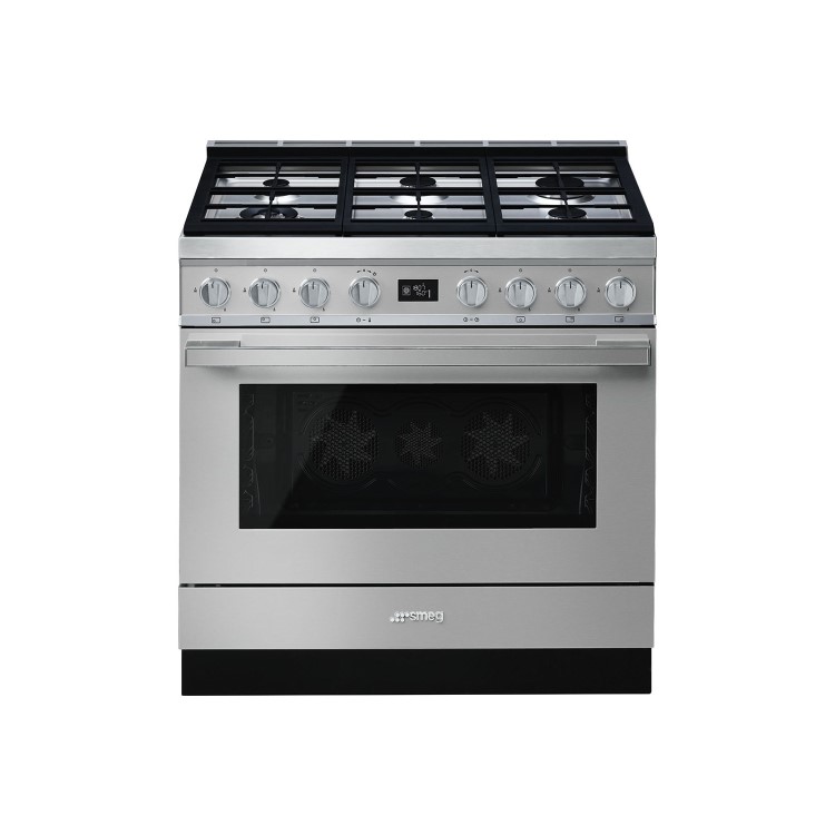 Refurbished Smeg CPF9GPX 90cm Portofino Pyrolytic Dual Fuel Range Cooker - Stainless Steel