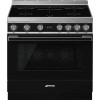 Refurbished Smeg Portofino CPF9IPBL 90cm Pyrolytic Induction Range Cooker Black