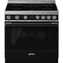 Refurbished Smeg Portofino CPF9IPBL 90cm Pyrolytic Induction Range Cooker Black