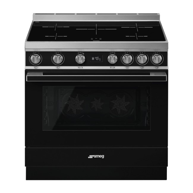 Refurbished Smeg Portofino CPF9IPBL 90cm Pyrolytic Induction Range Cooker Black