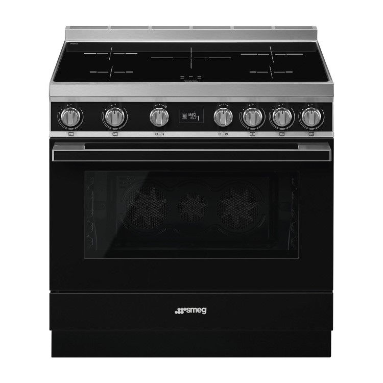 Refurbished Smeg Portofino CPF9IPBL 90cm Pyrolytic Induction Range Cooker Black