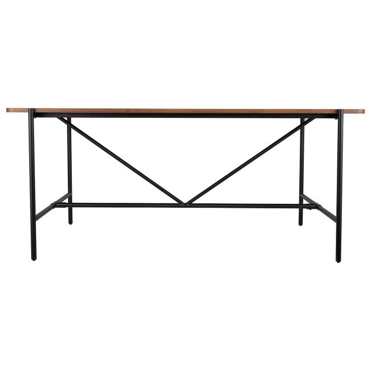 Walnut Trestle Table with Black Metal Legs - Seats 6 - Cooper