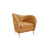 Yellow Velvet Armchair with Scooped Back and Gold Legs - Cara