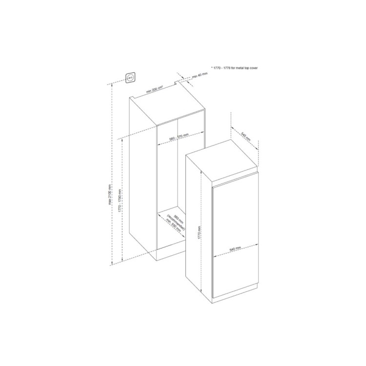 CDA 196 Litre Integrated In-column Freezer