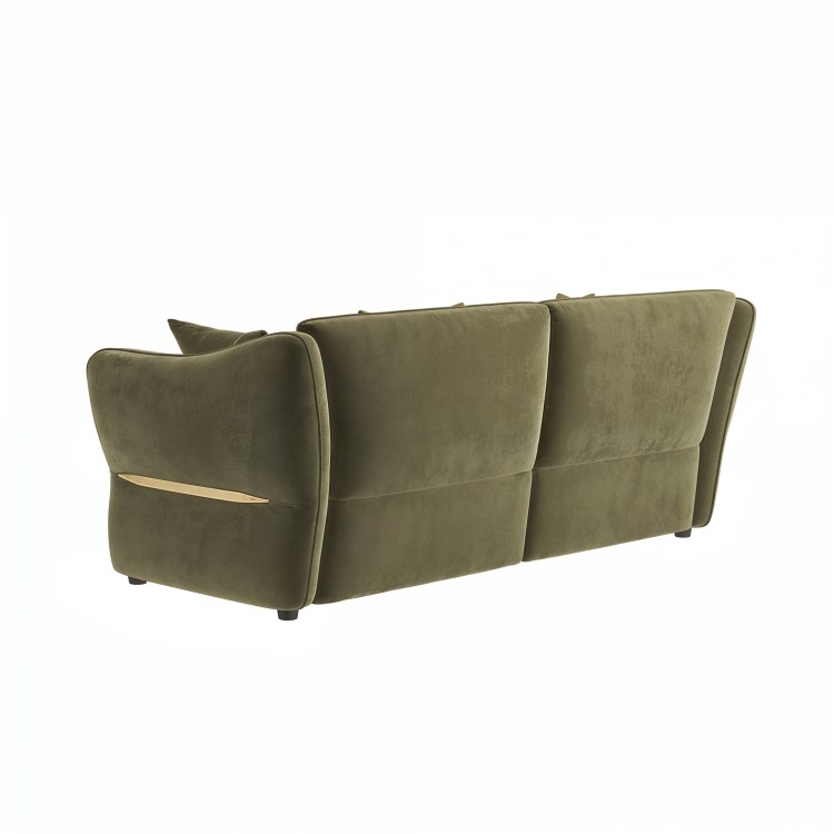 Khaki Green Velvet 3 Seater Pull Out Sofa Bed - Carmela