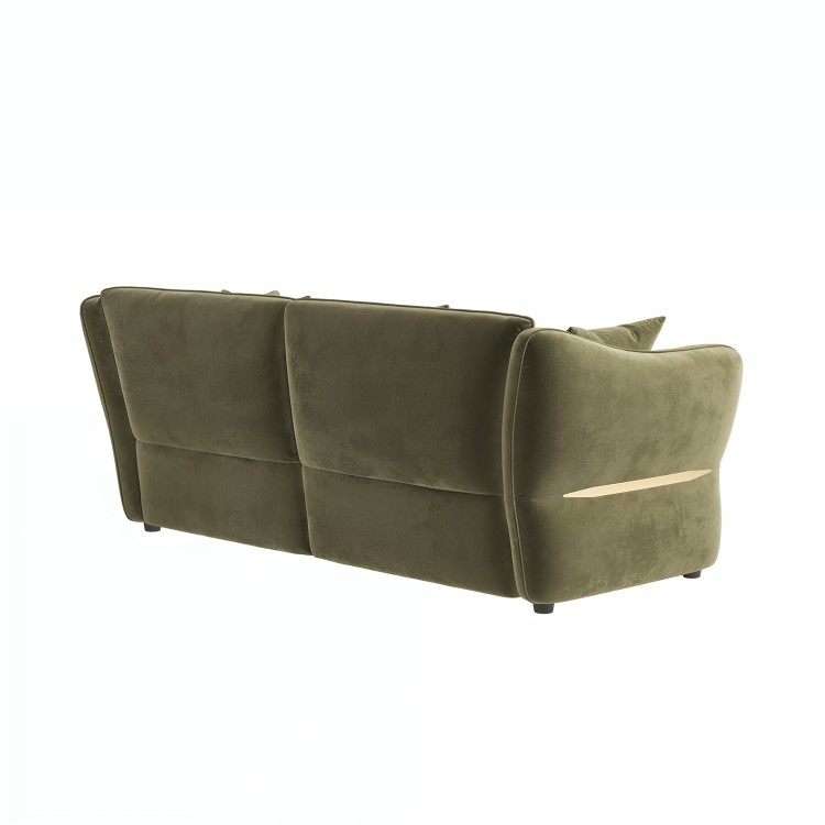 Khaki Green Velvet 3 Seater Pull Out Sofa Bed - Carmela