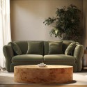 A1/CRM001 ONLY OPENED - Khaki Green Velvet 3 Seater Pull Out Sofa Bed - Carmela