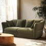 Khaki Green Velvet 3 Seater Pull Out Sofa Bed - Carmela