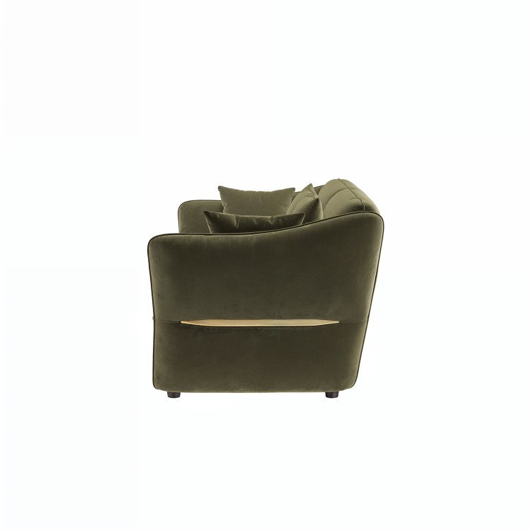 Khaki Green Velvet 3 Seater Pull Out Sofa Bed - Carmela