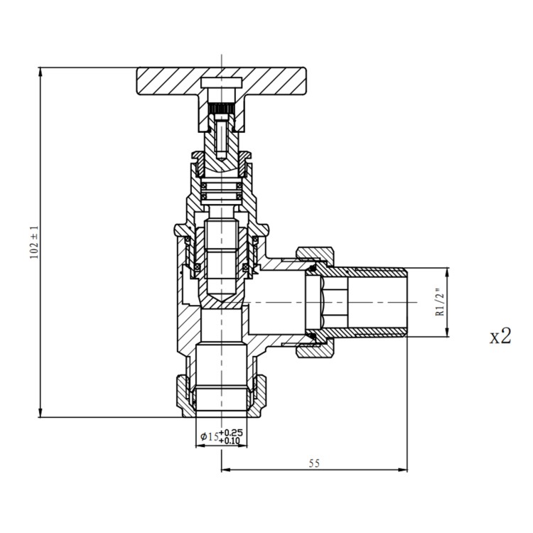 Black Cross Head Traditional Angled Radiator Valves