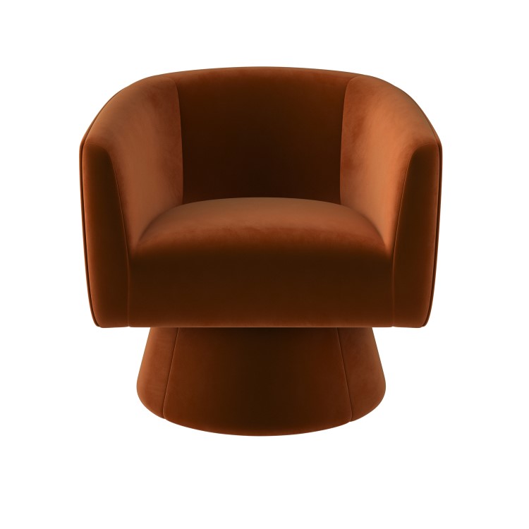 Burnt Orange Velvet Swivel Accent Chair - Cairo
