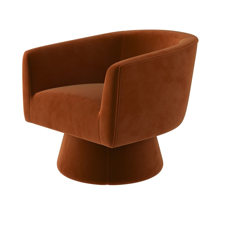 Burnt Orange Velvet Swivel Accent Chair - Cairo