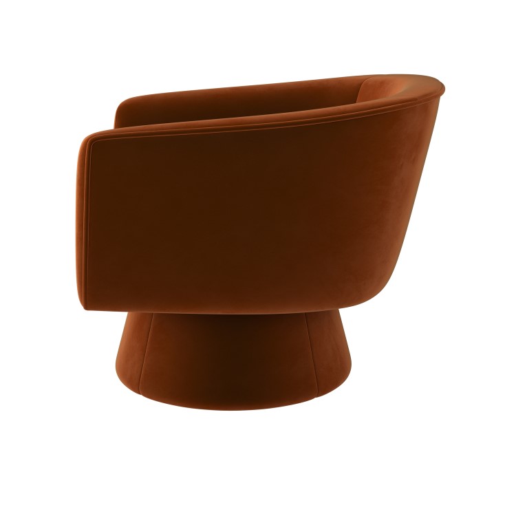 Burnt Orange Velvet Swivel Accent Chair - Cairo
