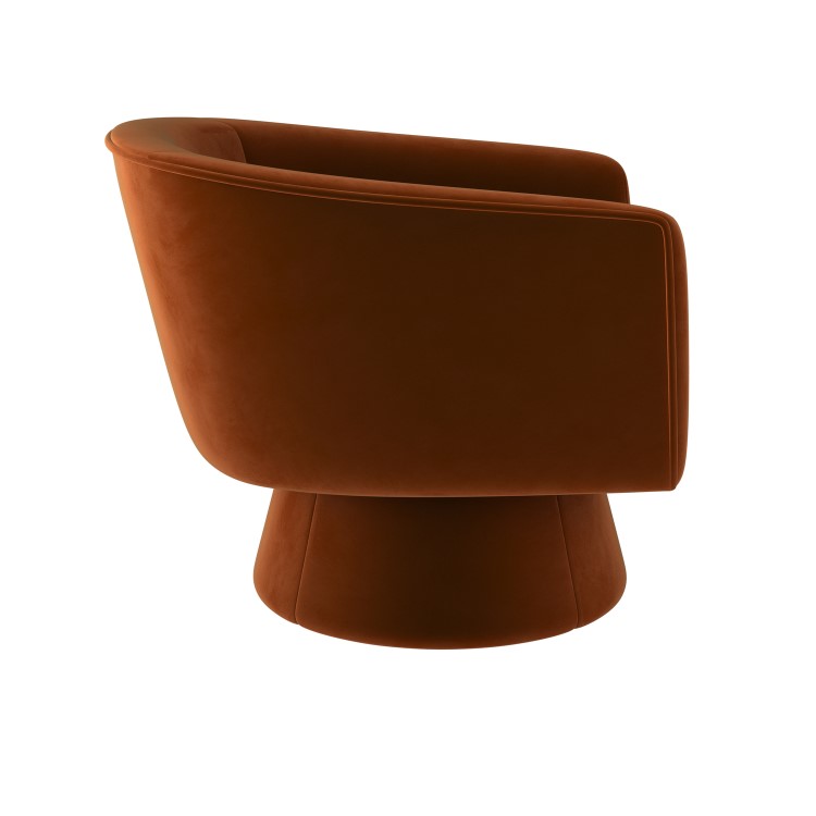 Burnt Orange Velvet Swivel Accent Chair - Cairo