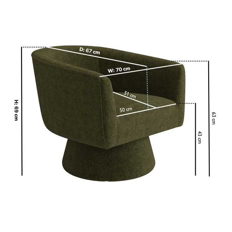 Green Boucle Swivel Armchair - Cairo