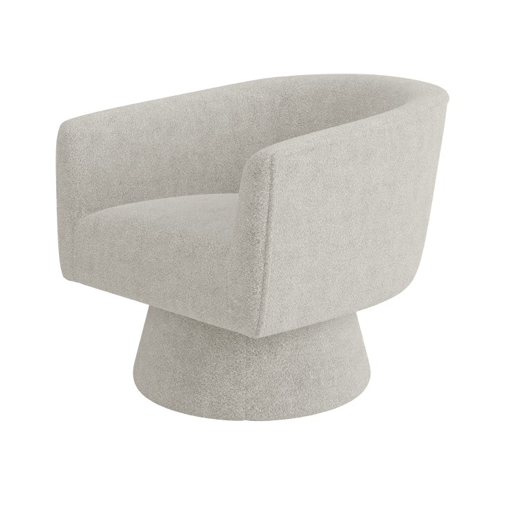 Beige Boucle Swivel Accent Chair - Cairo