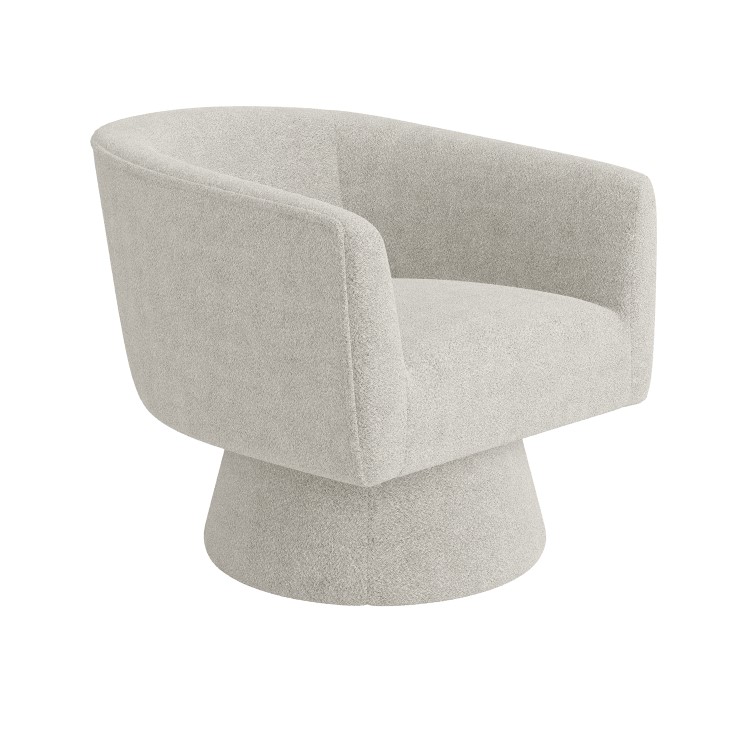 Beige Boucle Swivel Accent Chair - Cairo