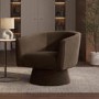 Brown Velvet Swivel Armchair - Cairo