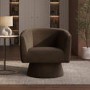 Brown Velvet Swivel Armchair - Cairo