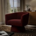 CRR005 Deep Red Velvet Swivel Armchair - Cairo