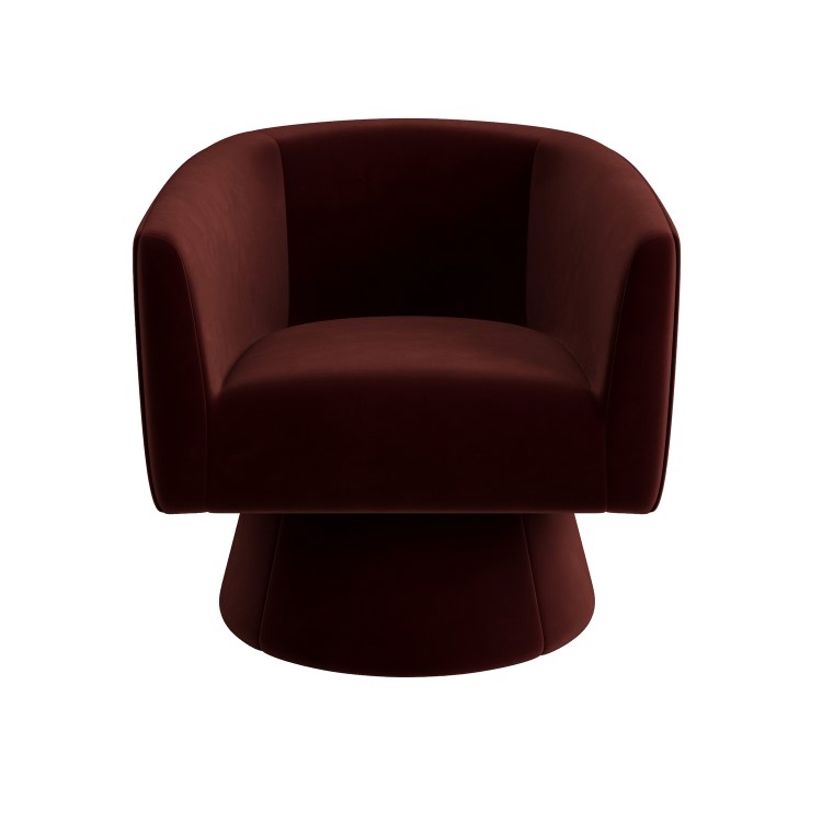 Deep Red Velvet Swivel Accent Chair - Cairo