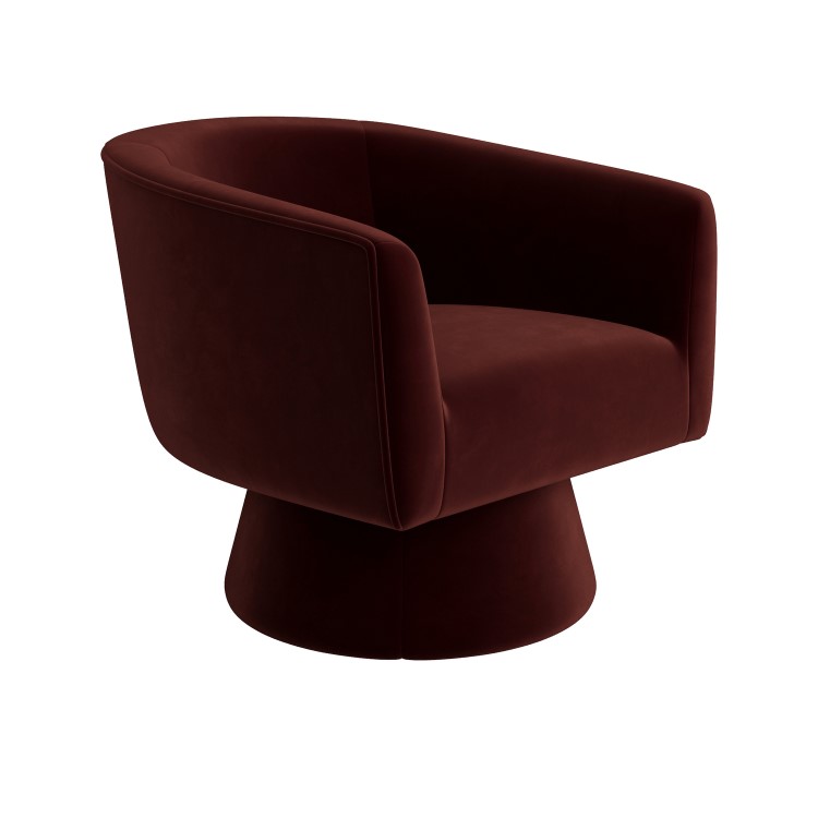 Deep Red Velvet Swivel Accent Chair - Cairo