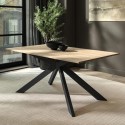 CRS001 Large Light Oak Dining Table with Black Metal Legs - Seats 6 - Carson