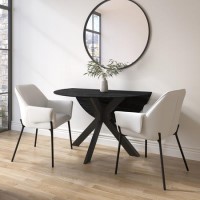 Small Black Wooden Drop Leaf Space Saving Round Extendable Dining Table - Seats 2 - 4 - Carson Small Black Wooden Drop Leaf Space Saving Round Extendable Dining Table - Seats 2 - 4 - Carson