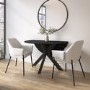 Small Black Wooden Drop Leaf Space Saving Round Extendable Dining Table - Seats 2 - 4 - Carson