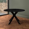 Small Black Wooden Drop Leaf Space Saving Round Dining Table - Seats 2-4 - Carson
