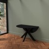Small Black Wooden Drop Leaf Space Saving Round Dining Table - Seats 2-4 - Carson