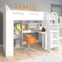 White Loft Bed with Desk and Wardrobe Storage - Carter 