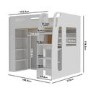 White Loft Bed with Desk and Wardrobe Storage - Carter 