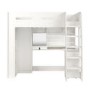High Sleeper Loft Bed with Desk and Wardrobe in White - Carter