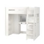 High Sleeper Loft Bed with Desk and Wardrobe in White - Carter
