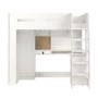 High Sleeper Loft Bed with Desk and Wardrobe in White - Carter