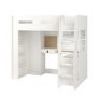 High Sleeper Loft Bed with Desk and Wardrobe in White - Carter
