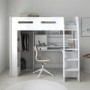 High Sleeper Loft Bed with Desk and Wardrobe in White - Carter